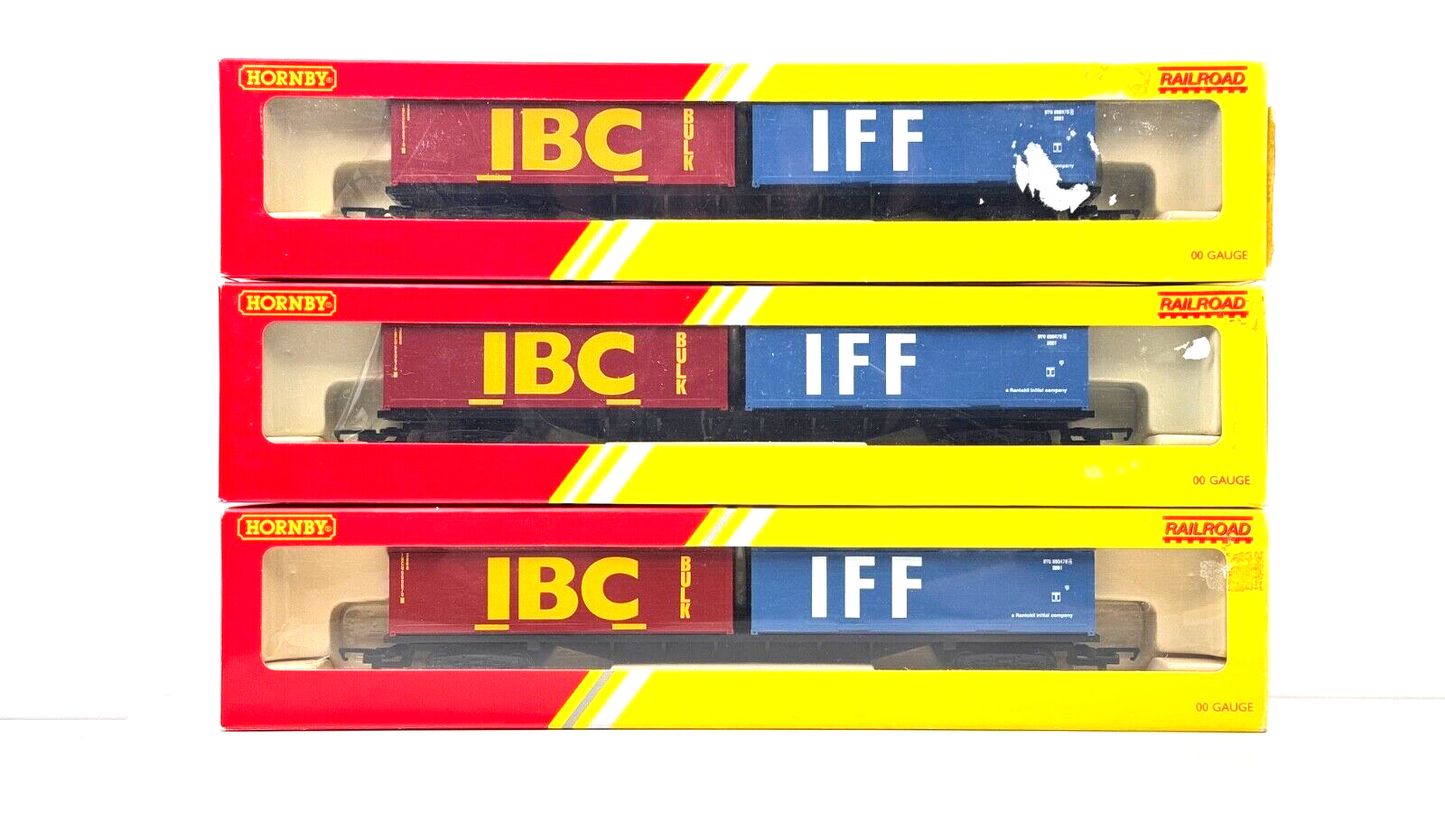 HORNBY 00 GAUGE - R6425 - 3 X CONTAINER WAGONS (2 X 30FT) IBC IFF - BOXED