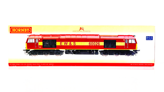 HORNBY 00 GAUGE - R2488 - CLASS 60 DIESEL 60026 EWS EW&S GOLD MAROON - BOXED