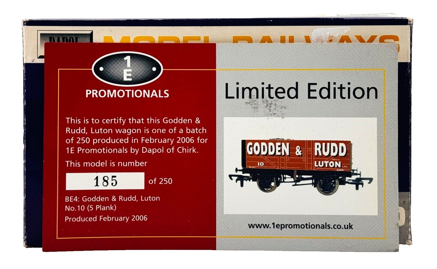 DAPOL 00 GAUGE - GODDEN & RUDD PLANK WAGON LUTON NO.10 (LIMITED EDITION)