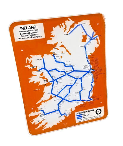 UNIQUE IRISH RAILWAYANA PASSENGER TRAIN PLASTIC COACH TRAIN ROUTE BOARD CIE NIR