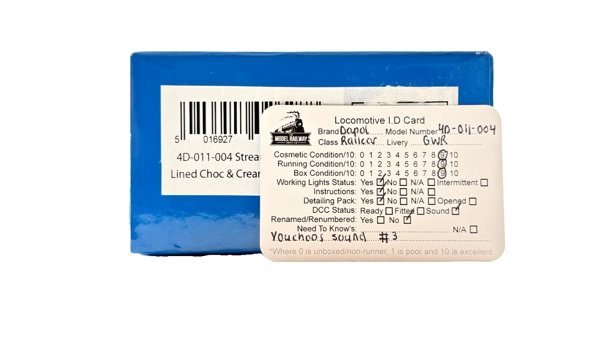 DAPOL OO GAUGE - 4D-011-004S - STREAMLINED RAILCAR GWR CHOC CREAM DCC SOUND