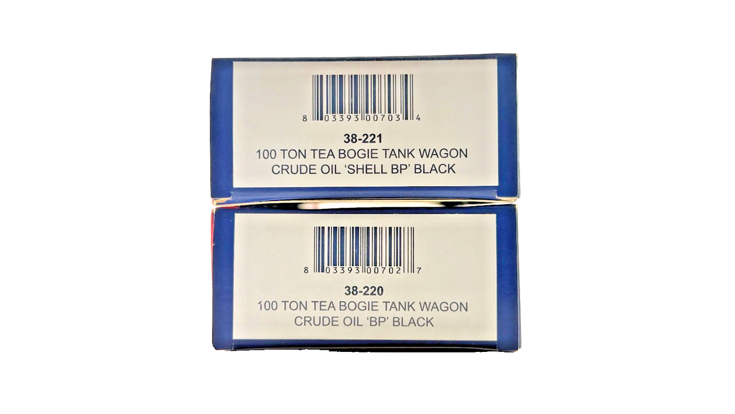 BACHMANN OO GAUGE - 38-220/38-221 - 100 TON TEA BOGIE TANK WAGONS SHELL BP BLACK