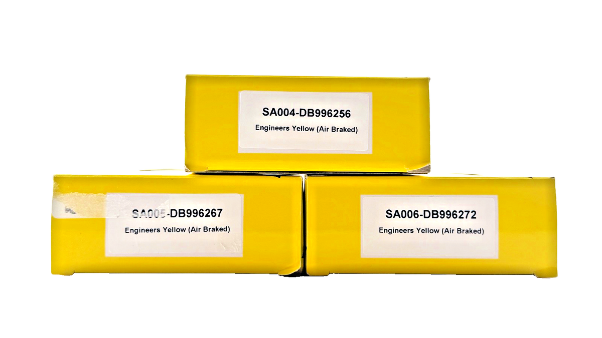 FLANGEWAY OO GAUGE - RAKE OF 3 ENGINEERS YELLOW AIR BRAKED SALMON WAGONS BOXED