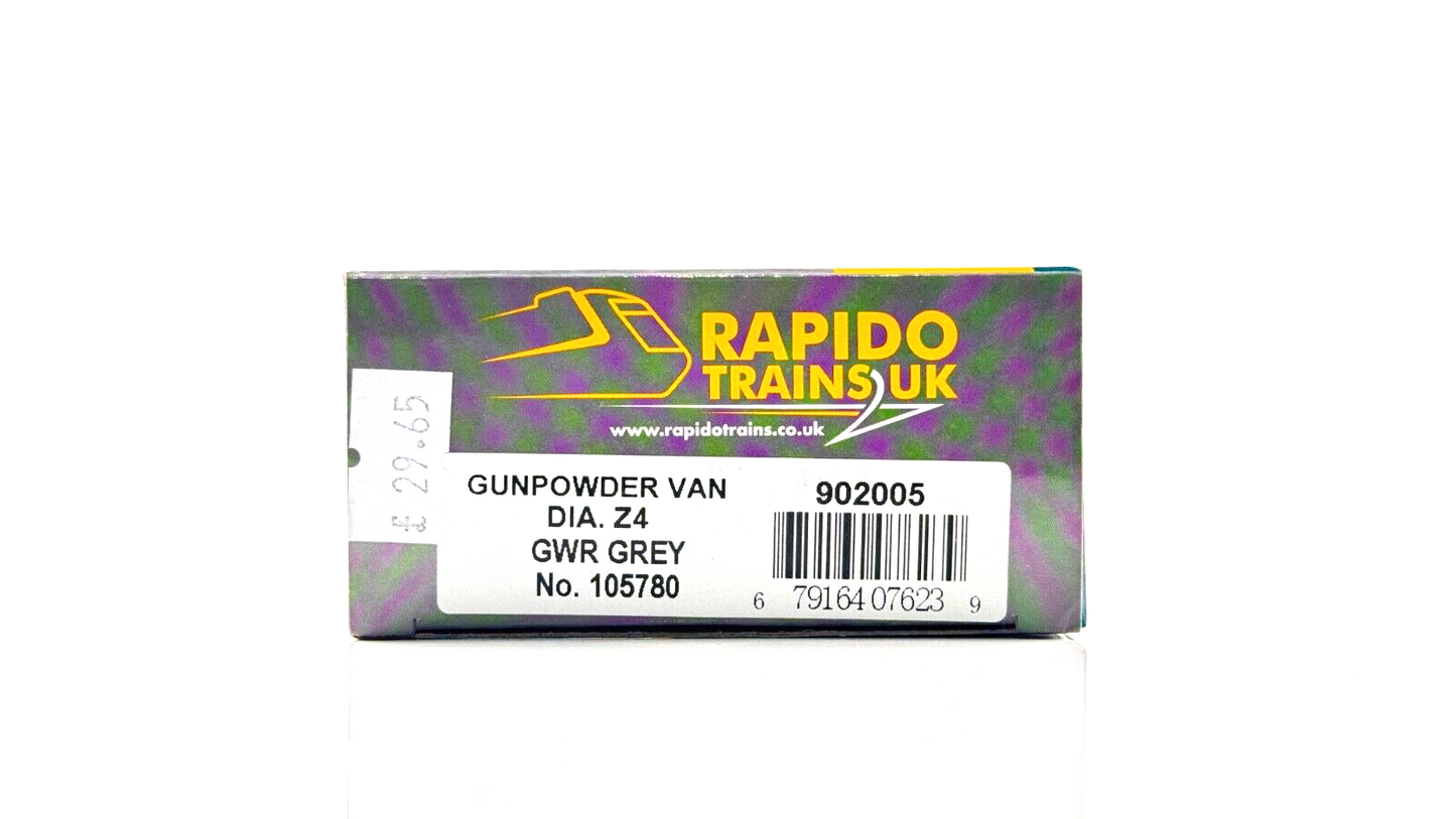 RAPIDO 00 GAUGE - 902005 - GUNPOWDER VAN DIA.Z4 GWR GREY 105780 - BOXED