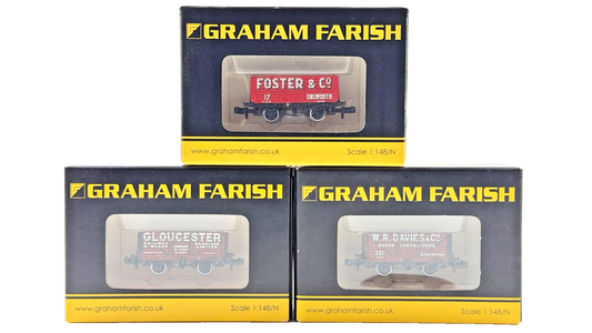 GRAHAM FARISH N GAUGE - 377-152B/377-2011K/37-2012K - RAKE OF 3 PLANK WAGONS