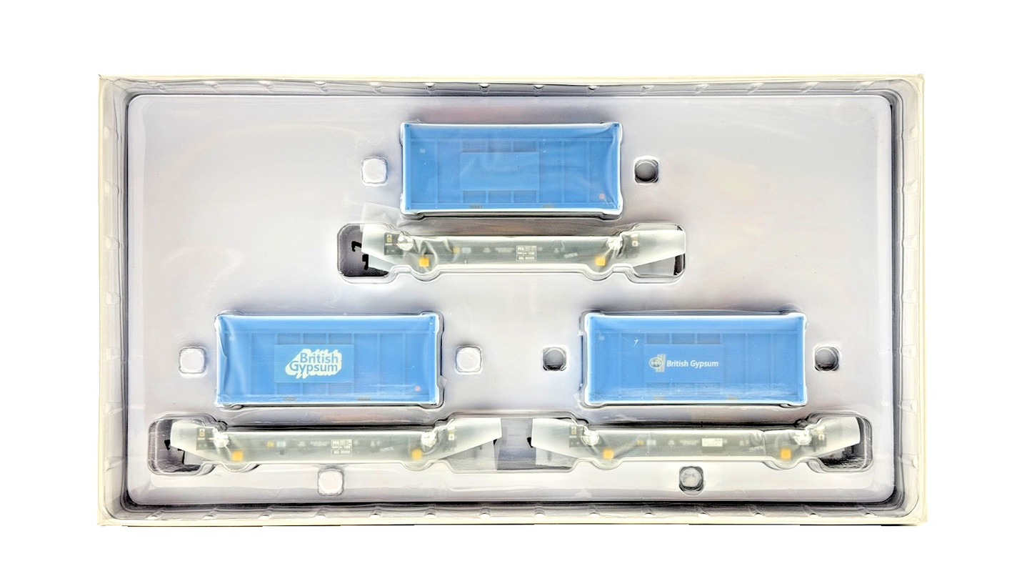 ACCURASCALE OO GAUGE - ACC2074-GYP-M - PFA CONTAINER WAGONS BRITISH GYPSUM BLUE