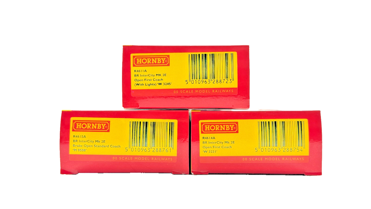 HORNBY OO GAUGE - R4611A/R4614A/R4615A - RAKE OF 3 BR BLUE INTERCITY MK2 COACHES