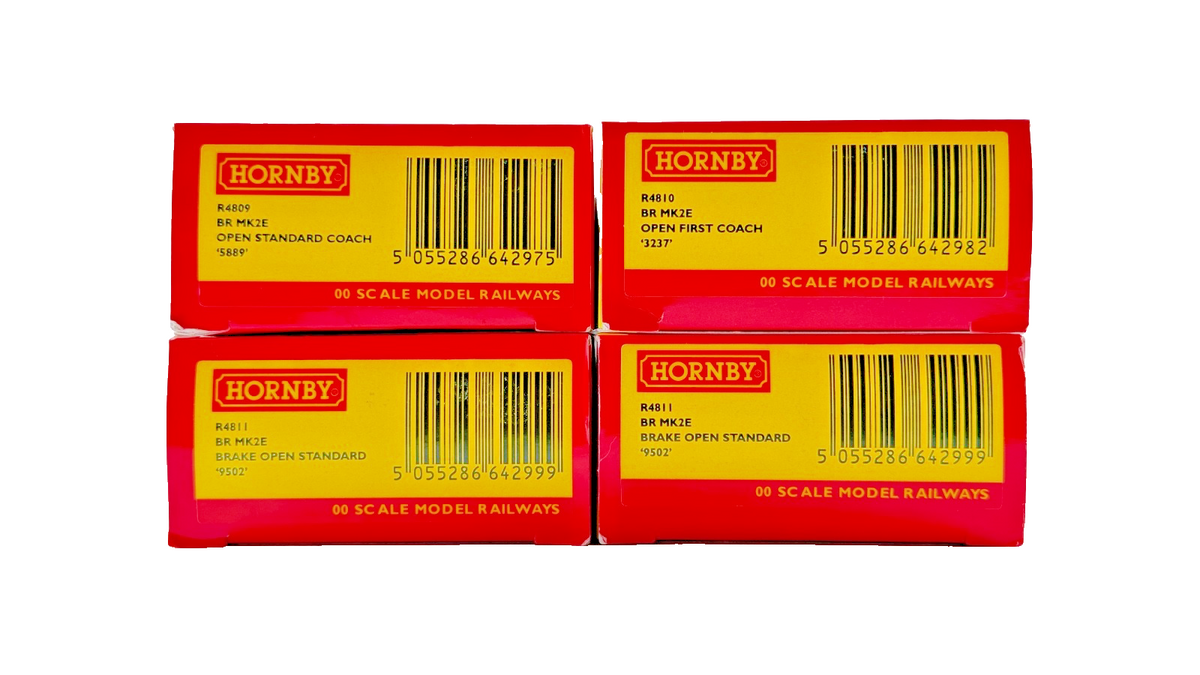 HORNBY OO GAUGE - R4809/R4810/R4811 - BR MK2E INTERCITY OPEN & BRAKE COACHES X 4