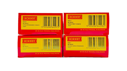 HORNBY OO GAUGE - R4809/R4810/R4811 - BR MK2E INTERCITY OPEN & BRAKE COACHES X 4