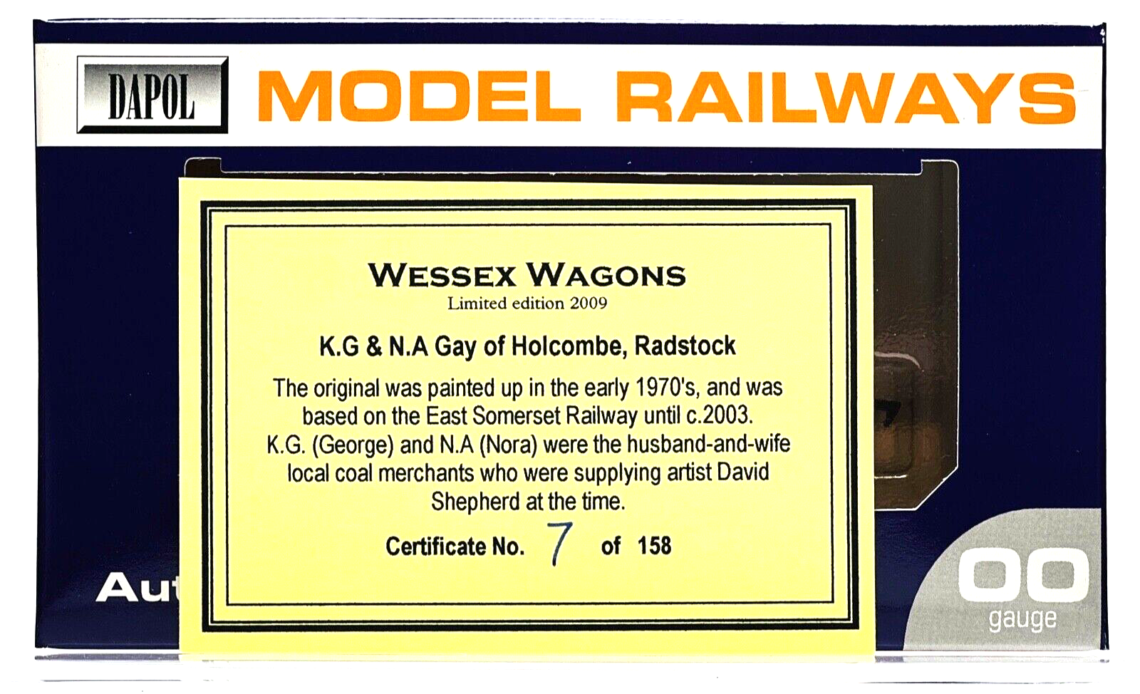 DAPOL 00 GAUGE - K.G & N.A GAY COAL MERCHANTS HOLCOMBE NO.73226 (WESSEX WAGONS)