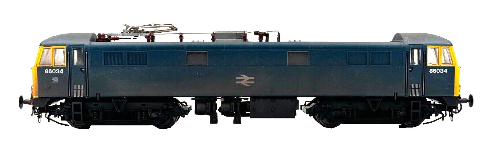 HELJAN 00 GAUGE - 8656 - CLASS 86 ELECTRIC 86034 BR BLUE YELLOW ENDS WEATHERED