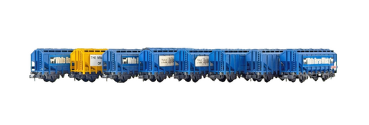 PECO N GAUGE - RAKE OF 8 ASSORTED BRT WHITE HORSE ABBOTS CHOICE HOPPERS UNBOXED
