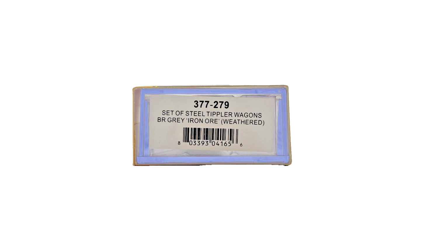GRAHAM FARISH N GAUGE - 377-279 - SET OF STEEL TIPPLER WAGONS BR GREY IRON ORE