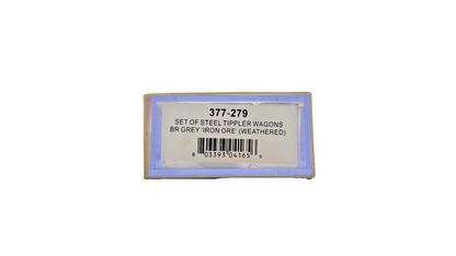 GRAHAM FARISH N GAUGE - 377-279 - SET OF STEEL TIPPLER WAGONS BR GREY IRON ORE