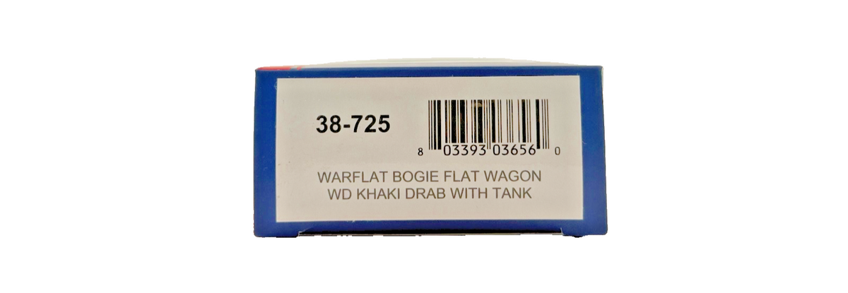 BACHMANN OO GAUGE - 38-725 - WARFLAT BOGIE FLAT WAGON WD KHAKI DRAB WITH TANK