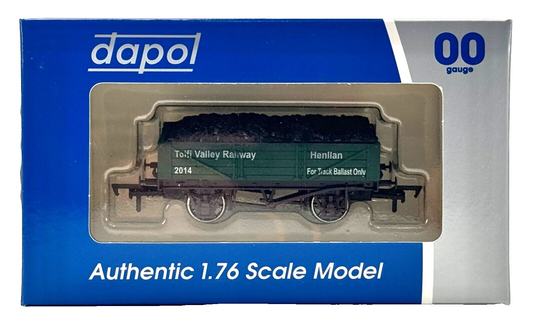 DAPOL 00 GAUGE - TEIFI VALLEY RAILWAY BALLAST WAGON GREEN (W) (LIMITED EDITION)