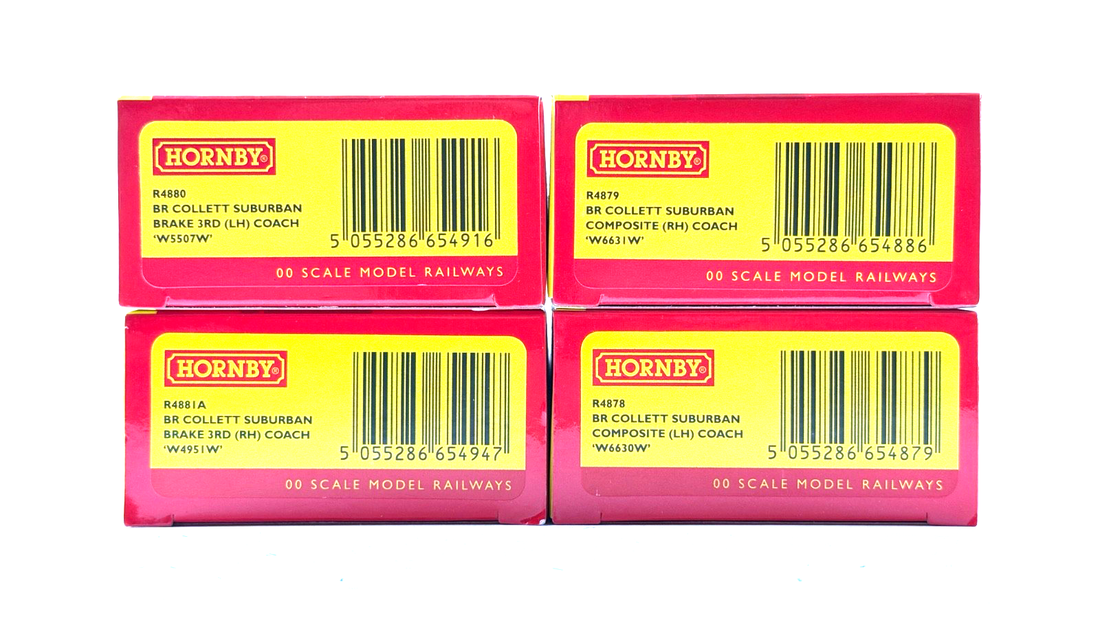 HORNBY 00 GAUGE - R4878/R4879/R4880/R4881A - 4 X BR COLLETT SUBURBAN COACHES NEW