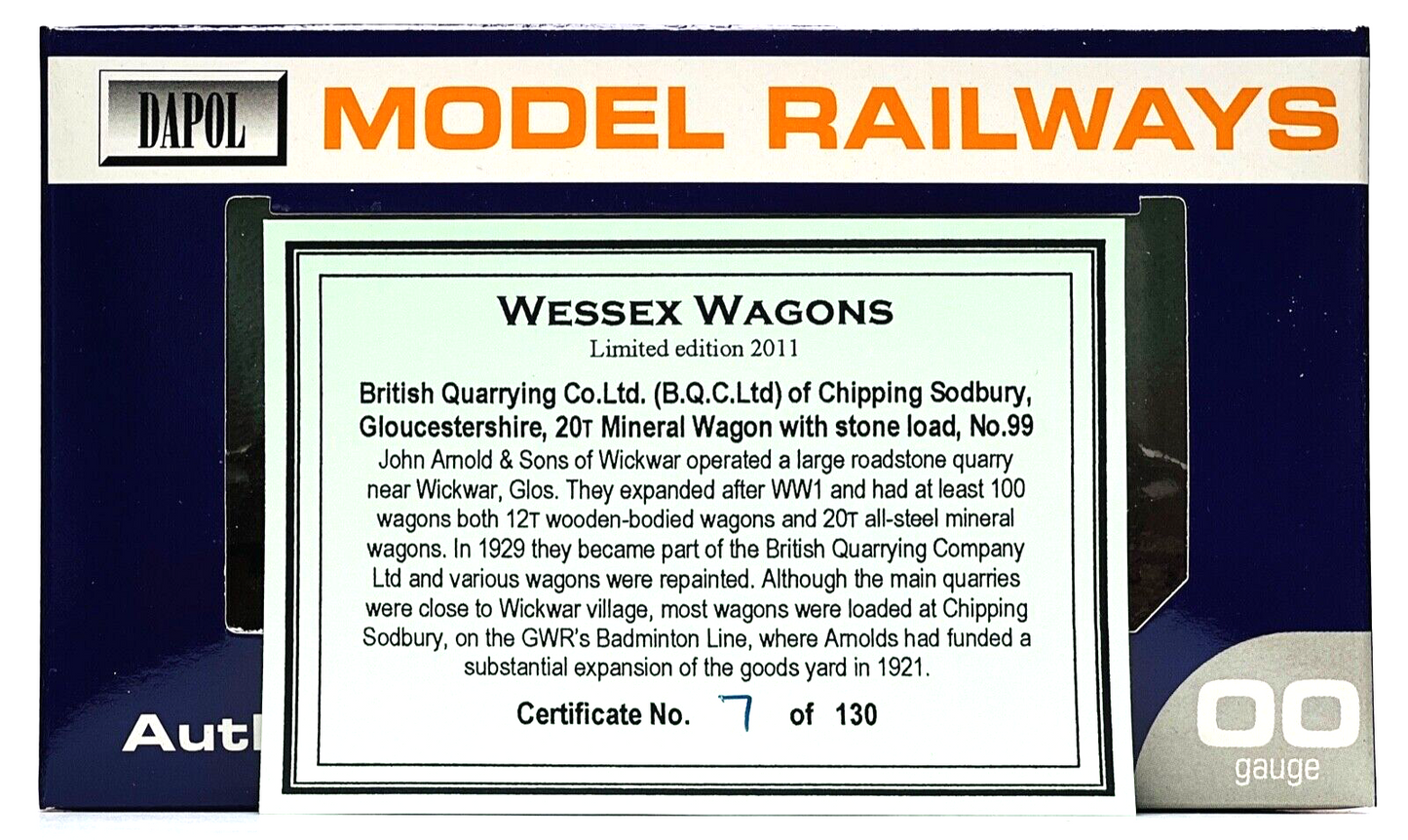 DAPOL 00 GAUGE - BRITISH QUARRYING BQC CHIPPING SODBURY (WESSEX WAGONS LTD ED)