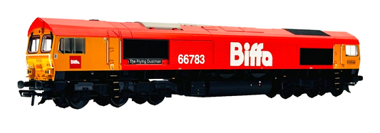 BACHMANN 00 GAUGE - 32-741 - CLASS 66 DIESEL 66783 GBRF BIFFA 'FLYING DUSTMAN'