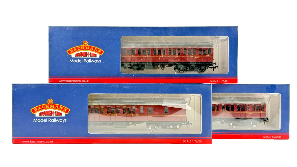 BACHMANN OO GAUGE - 34-630A/34-630B/34-700C - 3 X MK1 SUBURBAN BR MAROON COACHES