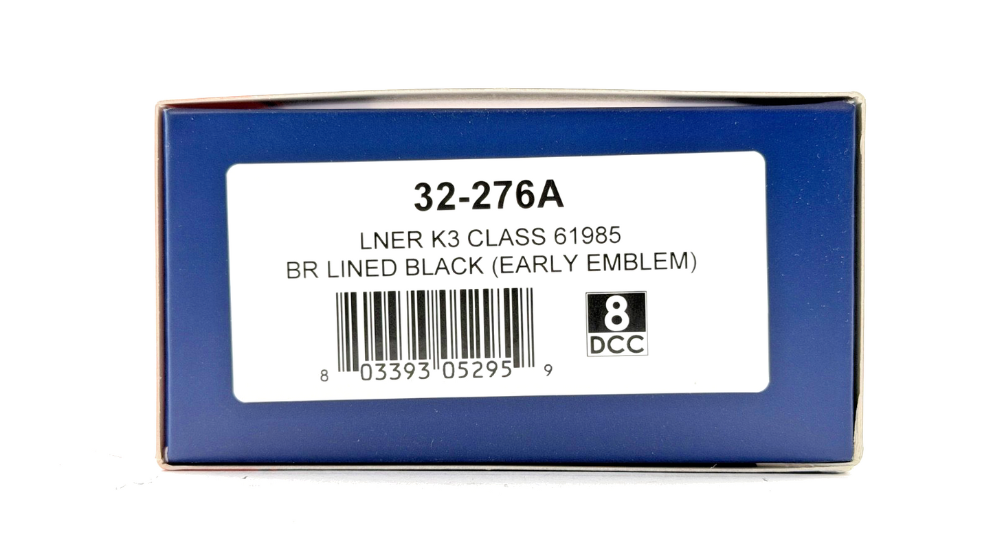 BACHMANN 00 GAUGE - 32-276A - LNER K3 CLASS 61985 BR LINED BLACK (EARLY/E) BOXED