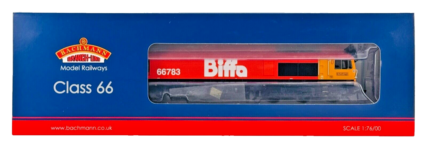 BACHMANN 00 GAUGE - 32-741 - CLASS 66 DIESEL 66783 GBRF BIFFA 'FLYING DUSTMAN'