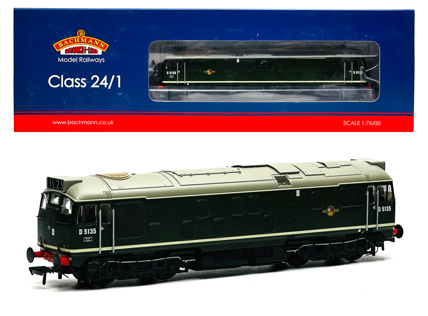 BACHMANN 00 GAUGE - 32-440 - CLASS 24/1 DIESEL D5135 BR GREEN - BOXED