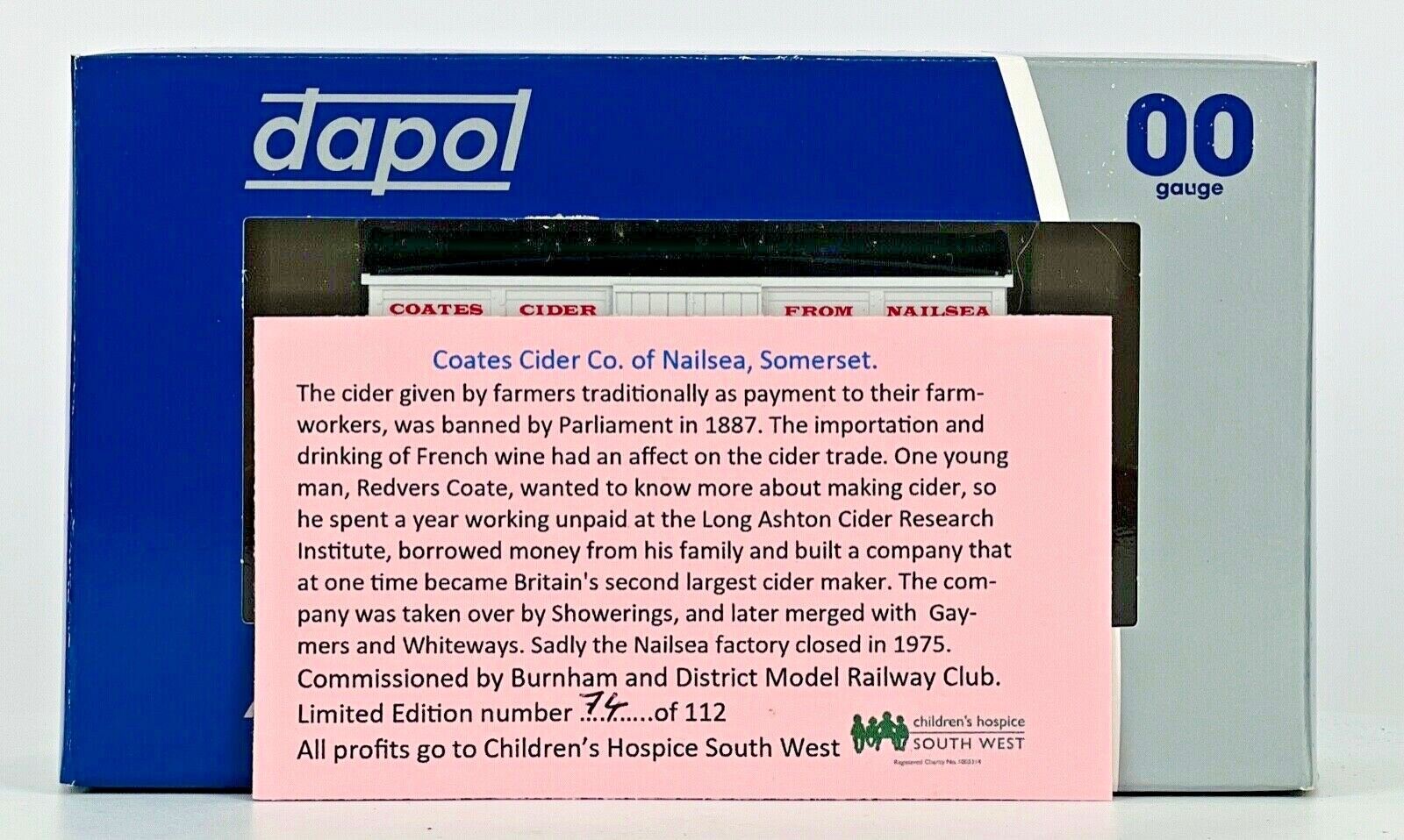 DAPOL 00 GAUGE - 'COATES CIDER CO' NAILSEA SOMERSET VENT (BURNHAM DMRC LTD ED)