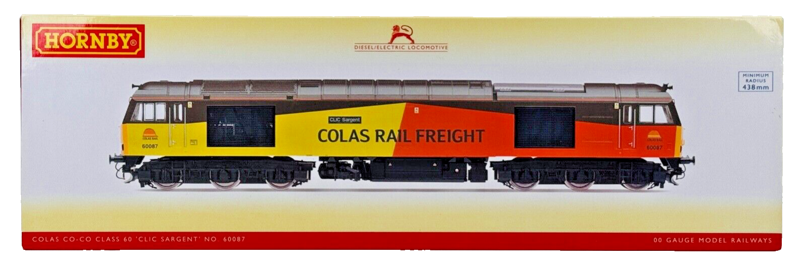 HORNBY 00 GAUGE - R3572 - CLASS 60 DIESEL 60087 COLAS RAIL 'CLIC SARGENT' BOXED