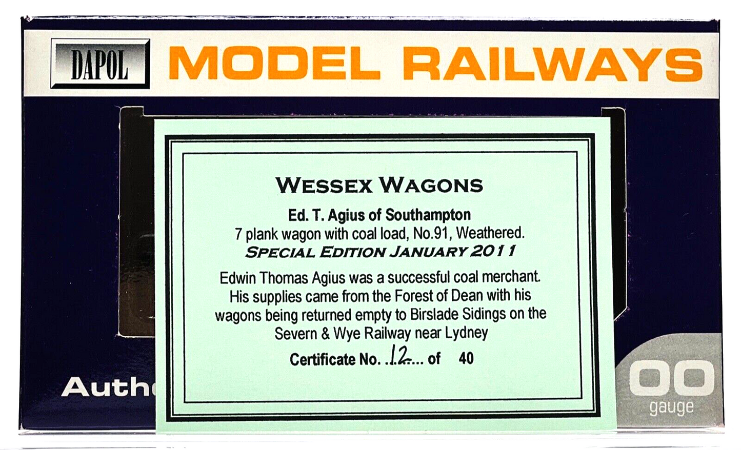 DAPOL 00 GAUGE - ED T AGIUS SOUTHAMPTON 7 PLANK WAGON NO.91 (WESSEX WAGONS)