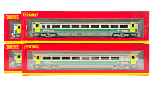 HORNBY/CHRIS DYER OO GAUGE - IE IRISH INTERCITY SILVER/GREEN MK4 COACHES X 4