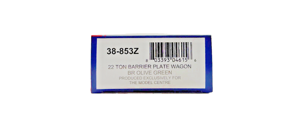 BACHMANN OO GAUGE - 38-853Z - 22 TON BARRIER PLATE WAGON BR OLIVE GREEN FOR TMC