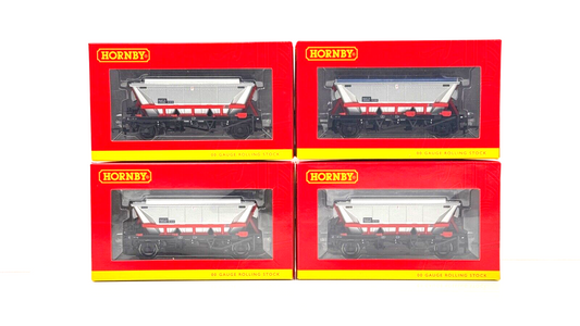 HORNBY 00 GAUGE - R6708 - BR RAILFREIGHT CDA CANOPY HOPPER RED FRAME - BOXED X 4