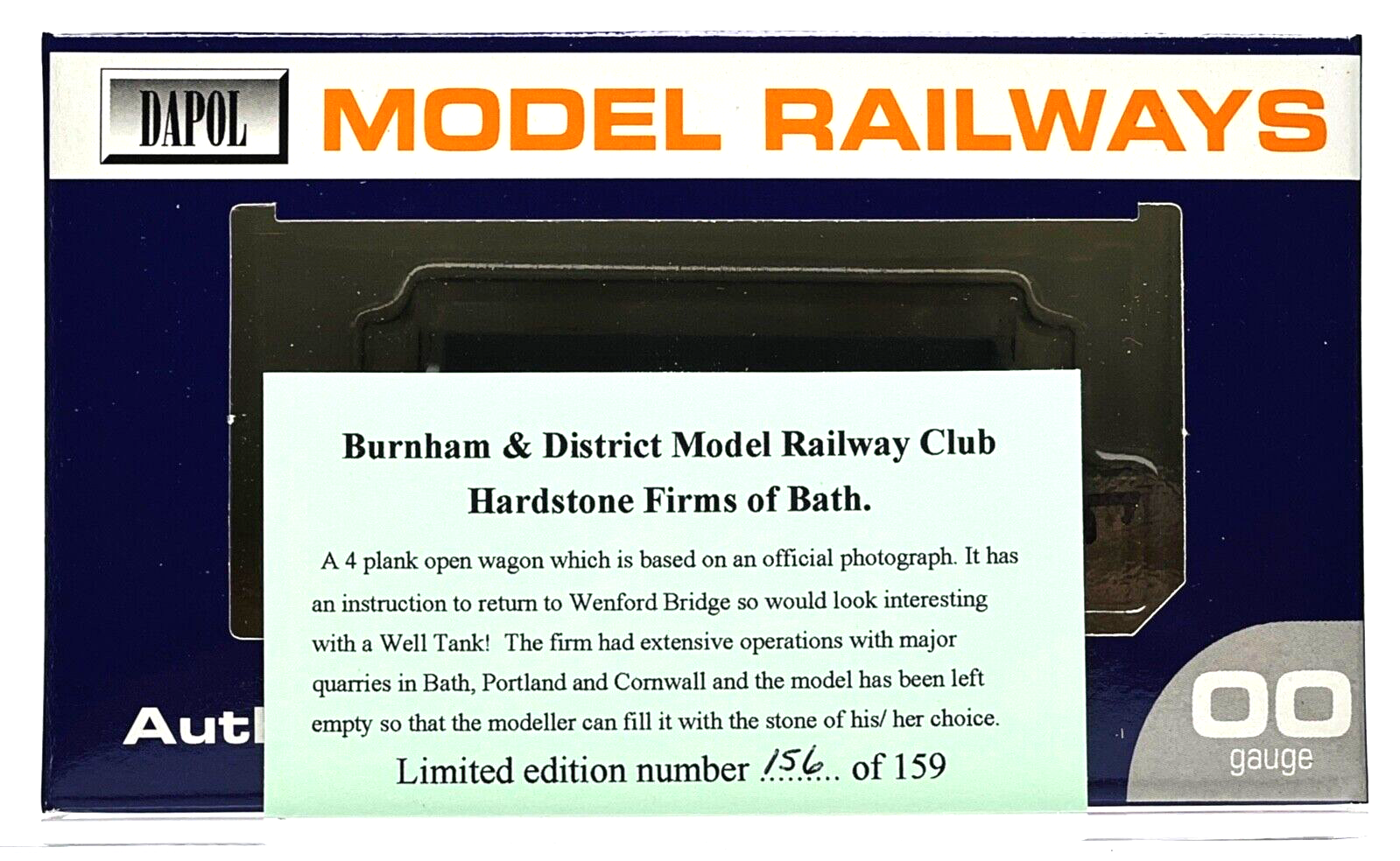 DAPOL 00 GAUGE - HARDSTONE FIRMS BATH PLANK WAGON 105 (BURNHAM LIMITED EDITION)