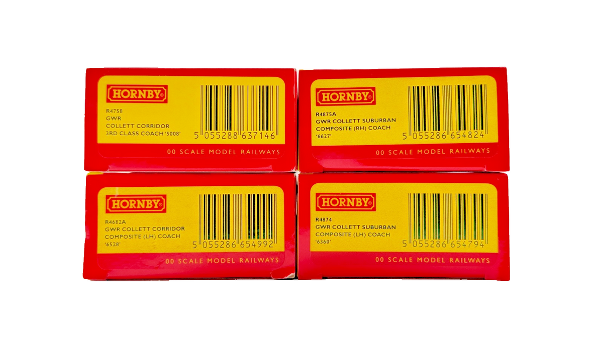 HORNBY OO GAUGE - R4758/R4682A/R4874/R4875A - GWR COLLETT CORRIDOR COACHES X 4