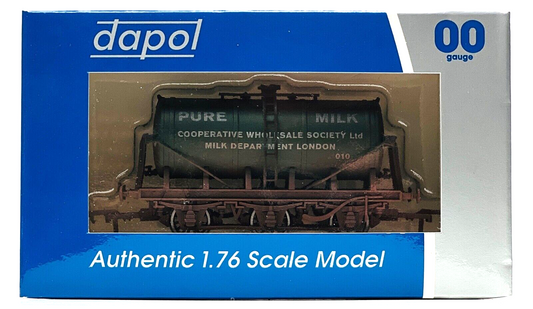 DAPOL 00 GAUGE - 'PURE MILK CO-OP' 6 WHEEL TANKER 010 (W) (LIMITED EDITION)