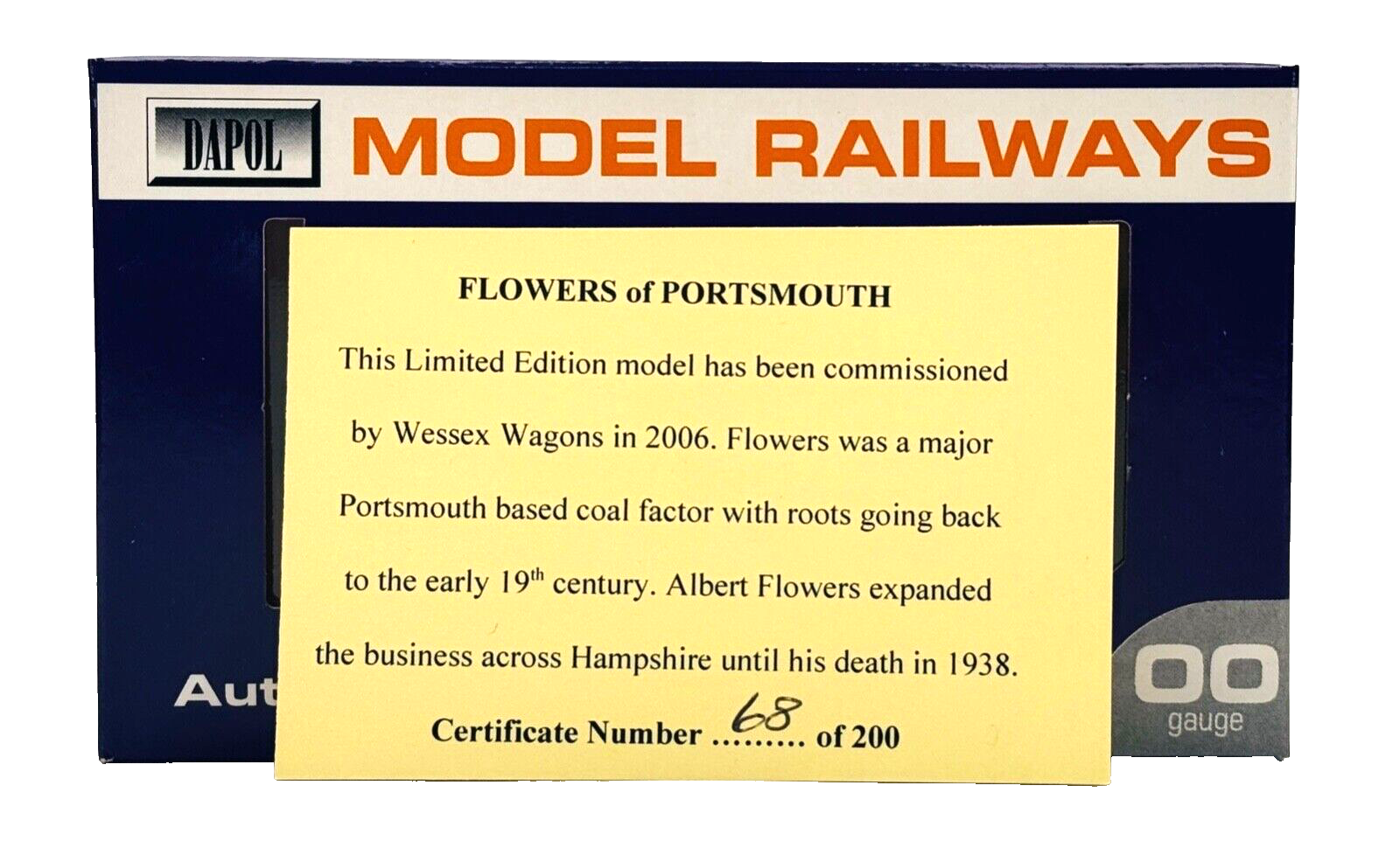 DAPOL 00 GAUGE - A. FLOWERS & CO PORTSMOUTH PLANK WAGON NO.16 (LIMITED EDITION)