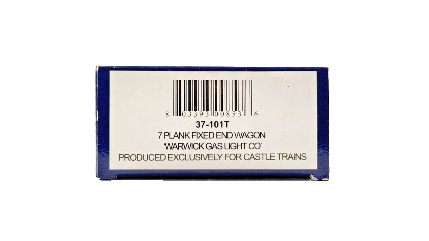 BACHMANN 00 GAUGE - 37-101T - 7 PLANK WAGON WARWICK GAS LIGHT CO (CASTLE TRAINS)