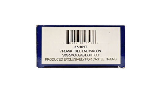 BACHMANN 00 GAUGE - 37-101T - 7 PLANK WAGON WARWICK GAS LIGHT CO (CASTLE TRAINS)