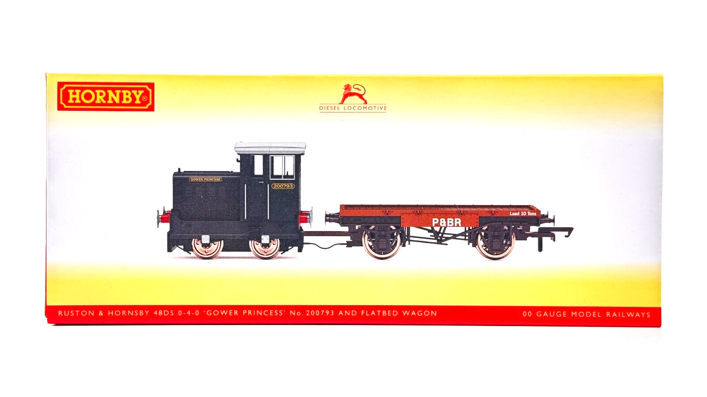 HORNBY 00 GAUGE - R30013 - RUSTON & HORNSBY 48DS 0-4-0 & FLATBED GOWER PRINCESS