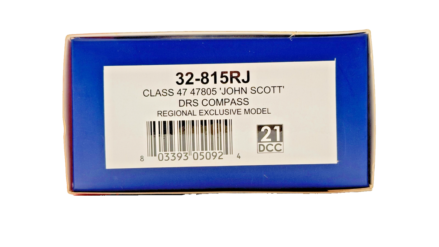 BACHMANN 00 GAUGE - 32-815RJ - CLASS 47 DIESEL 47805 JOHN SCOTT DRS COMPASS