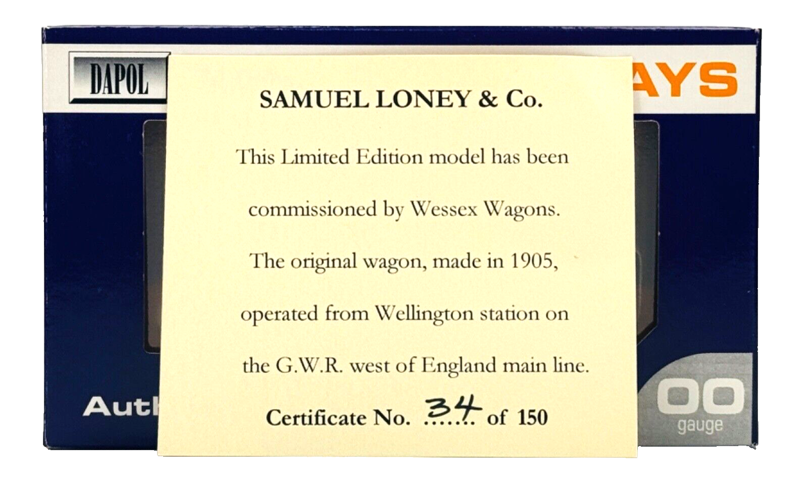 DAPOL 00 GAUGE - S. LONEY & CO WELLINGTON SOMERSET WAGON NO.51 (LIMITED EDITION)