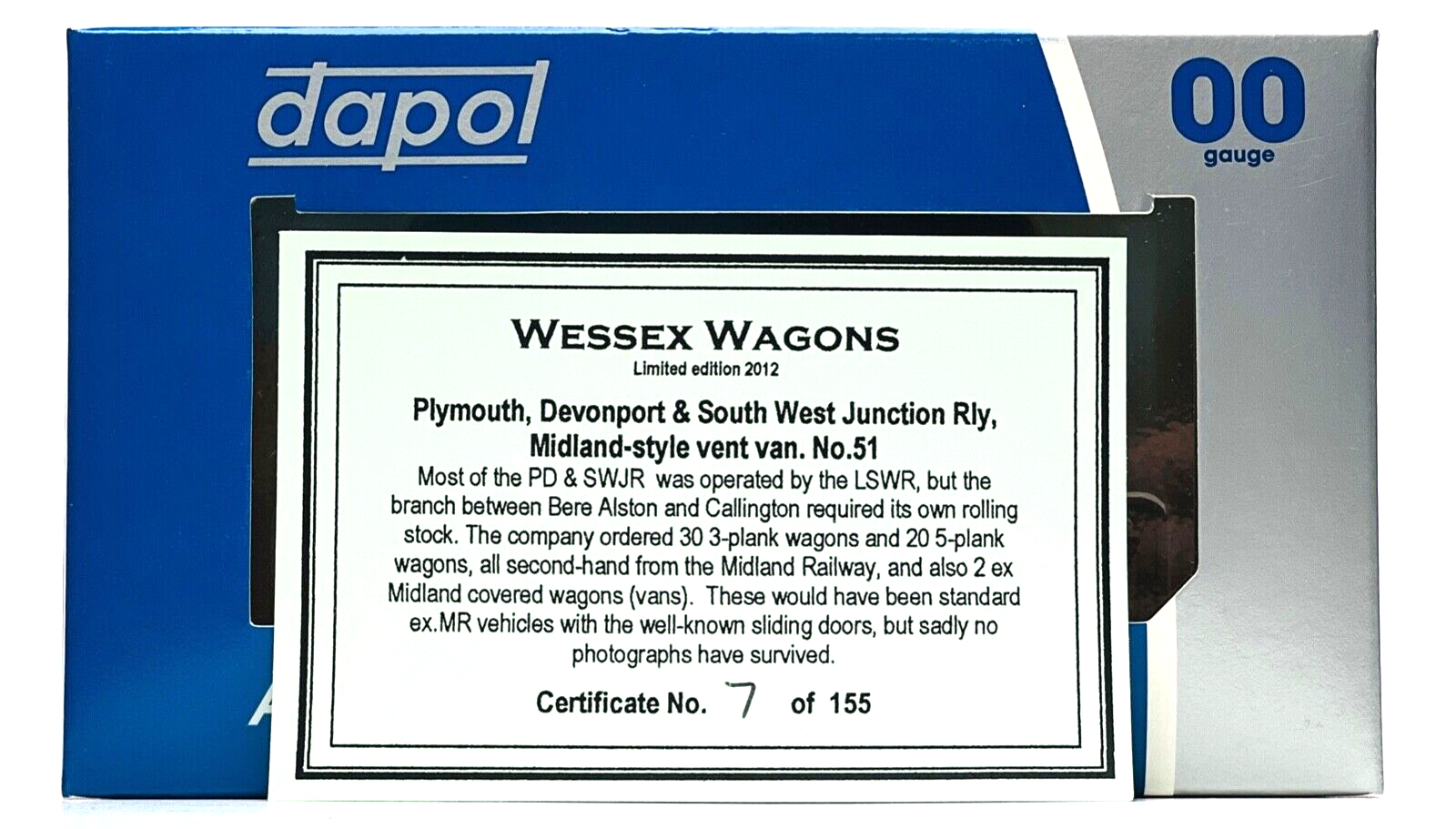 DAPOL 00 GAUGE - PLYMOUTH DEVONPORT & SOUTH WEST JCT VENT (WESSEX WAGONS LTD ED)