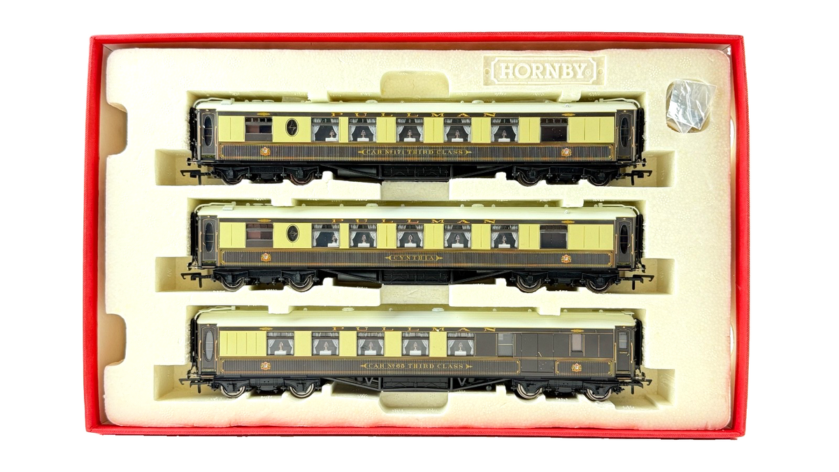 HORNBY OO GAUGE - RAKE OF 3 PULLMAN COACHES CAR NO.65, NO.171 & CYNTHIA (LIGHTS)