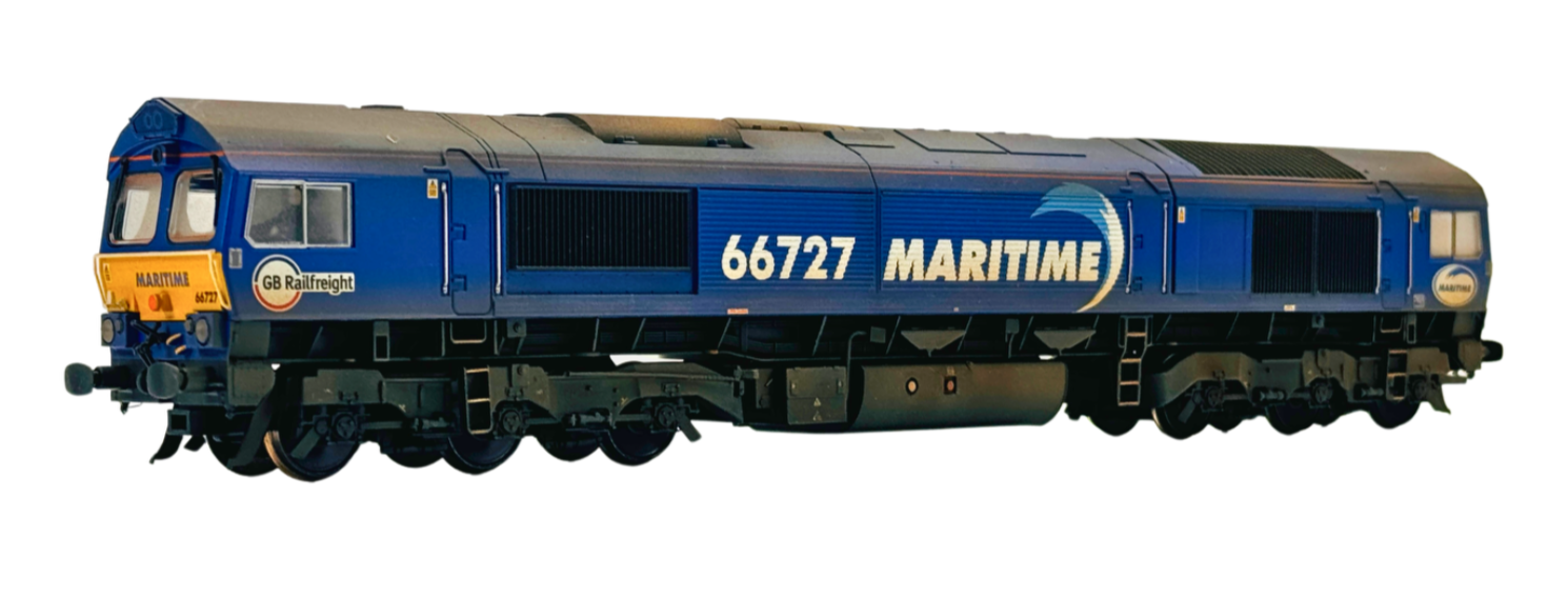 BACHMANN 00 GAUGE - 32-979W - CLASS 66 DIESEL 66727 MARITIME ONE GBRF WEATHERED