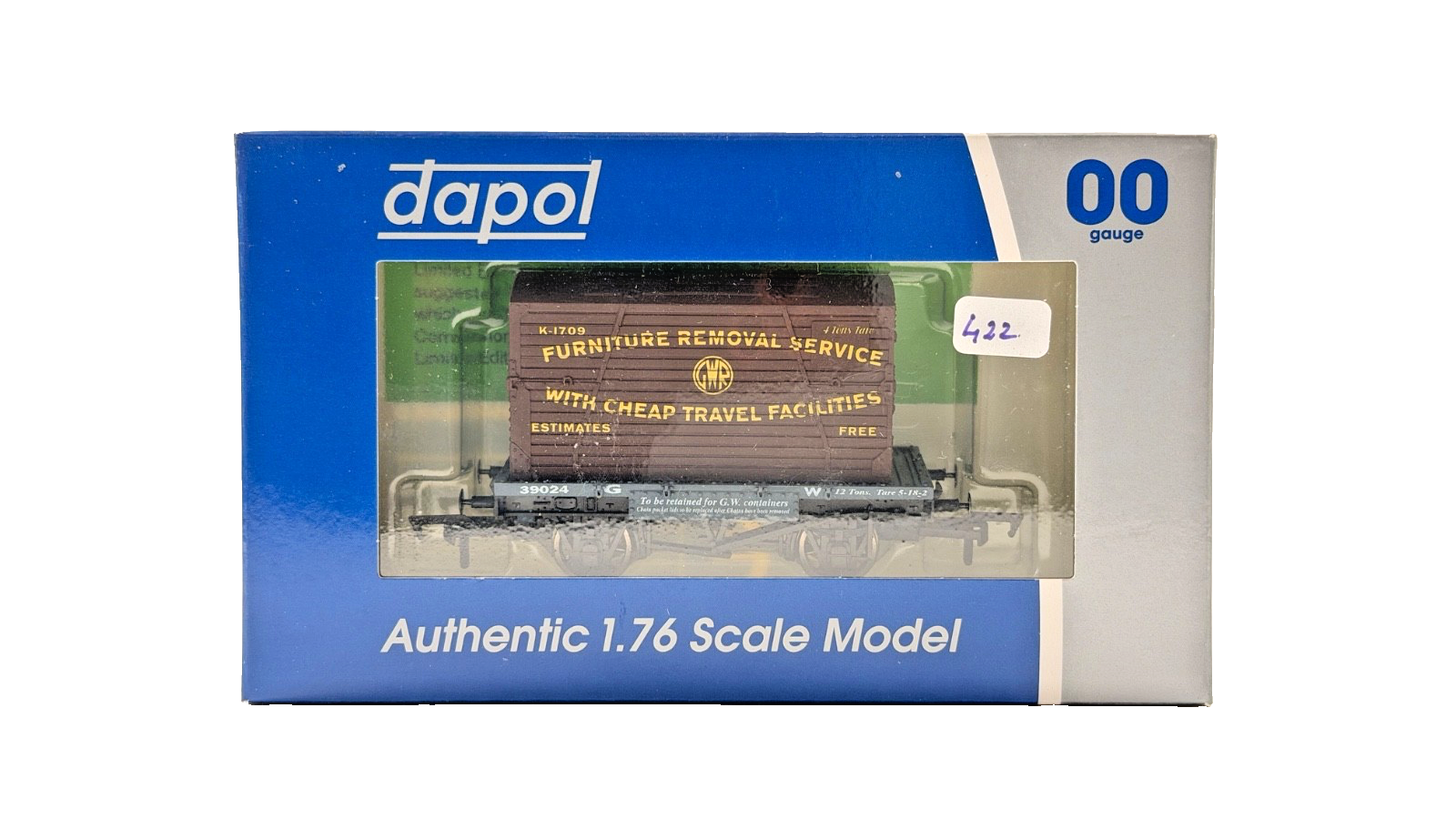 DAPOL 00 GAUGE - GWR FURNITURE REMOVAL SERVICE CONFLAT 39024 (LIMITED EDITION)