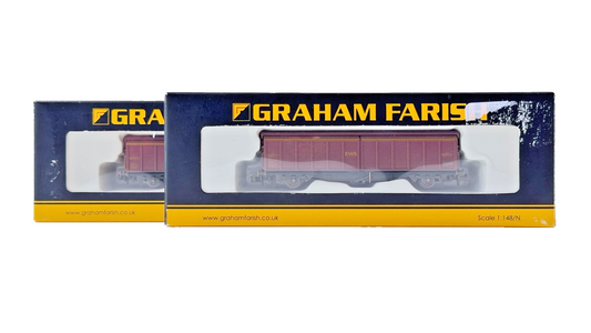 GRAHAM FARISH N GAUGE - 373-600B - RAKE OF TWO 46 TON VGA SLIDING WALL VANS EWS