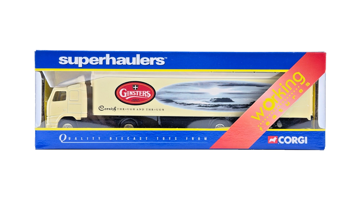 CORGI 1:64 SCALE - TY86717 - VOLVO BOX TRAILER GINSTERS CORNISH LORRY BOXED
