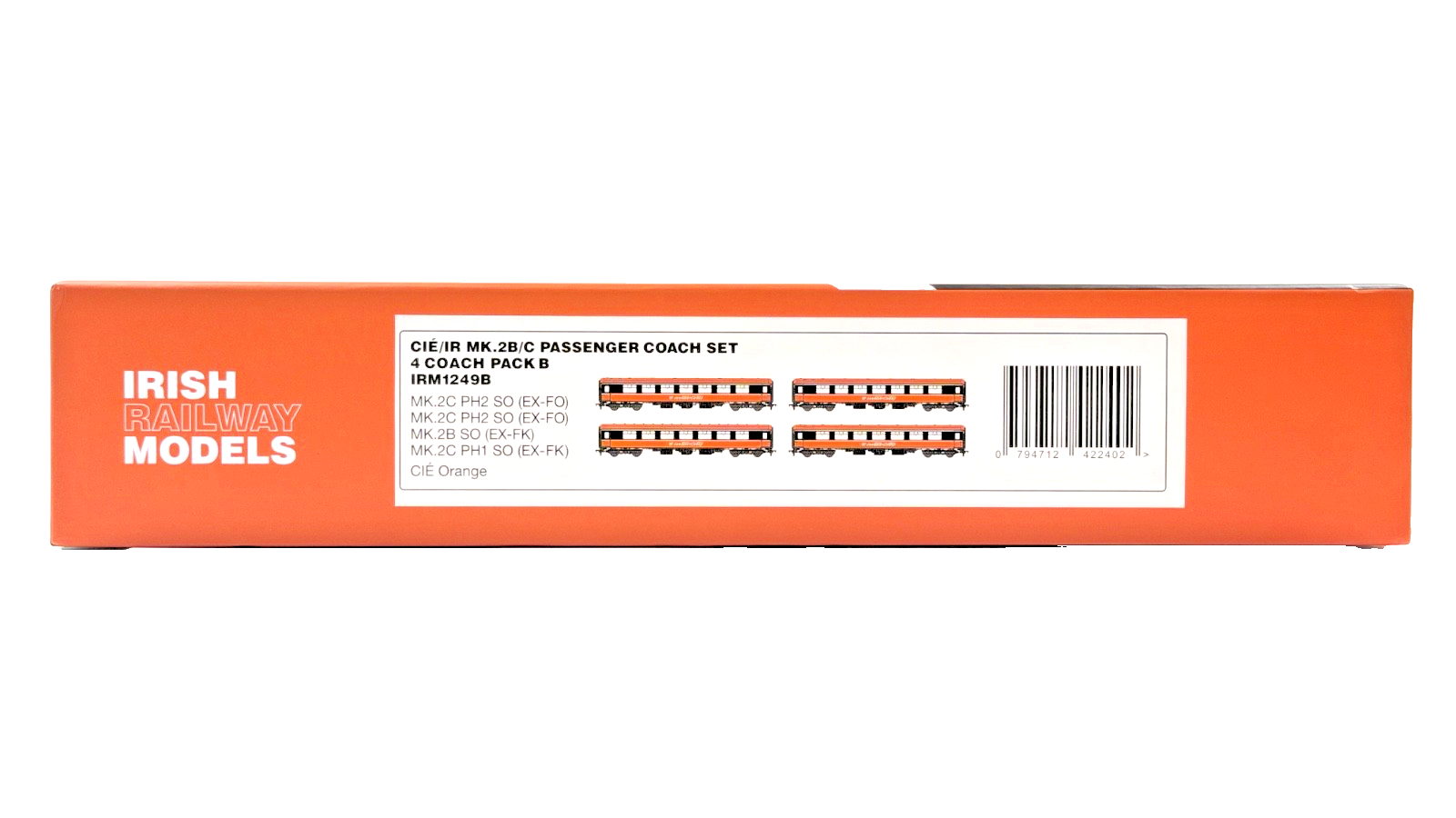 IRISH RAILWAY MODELS 00 GAUGE - IRM1249B - CIE ORANGE 4 PASSENGER COACH SET