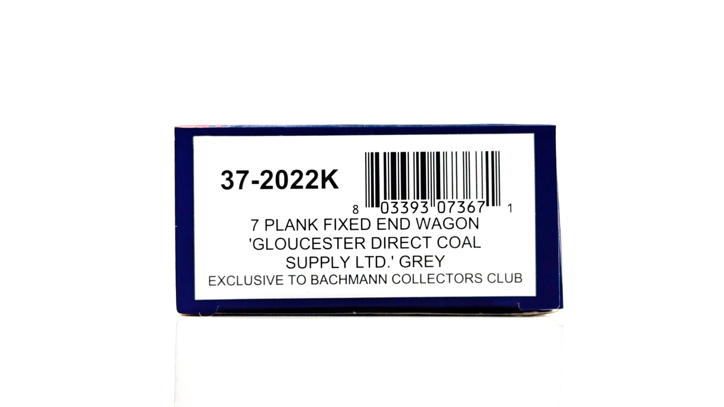 BACHMANN 00 GAUGE - 37-2022K - 7 PLANK WAGON GLOUCESTER DIRECT COAL SUPPLY GREY